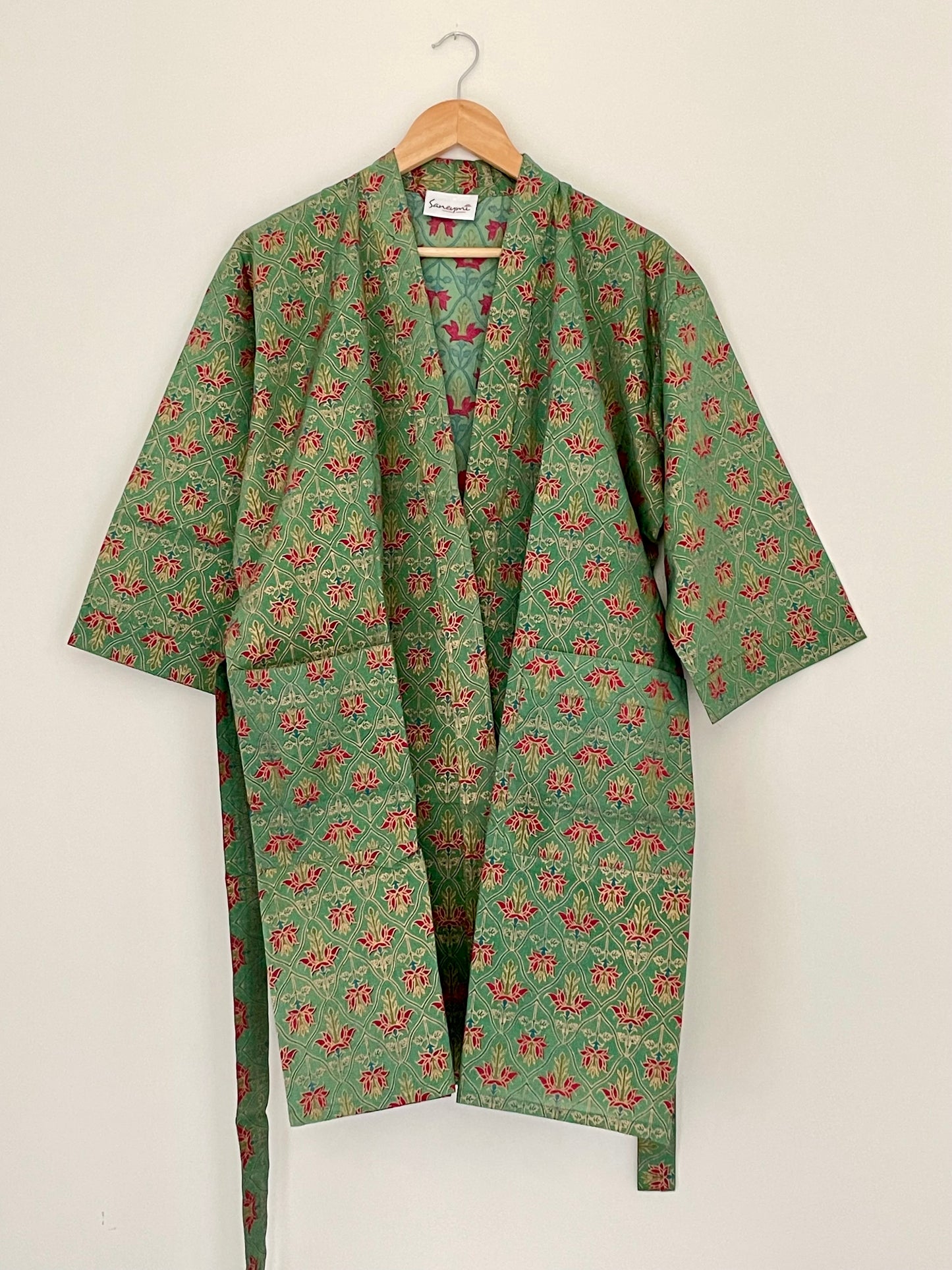 Green and Gold Short Dressing Gown