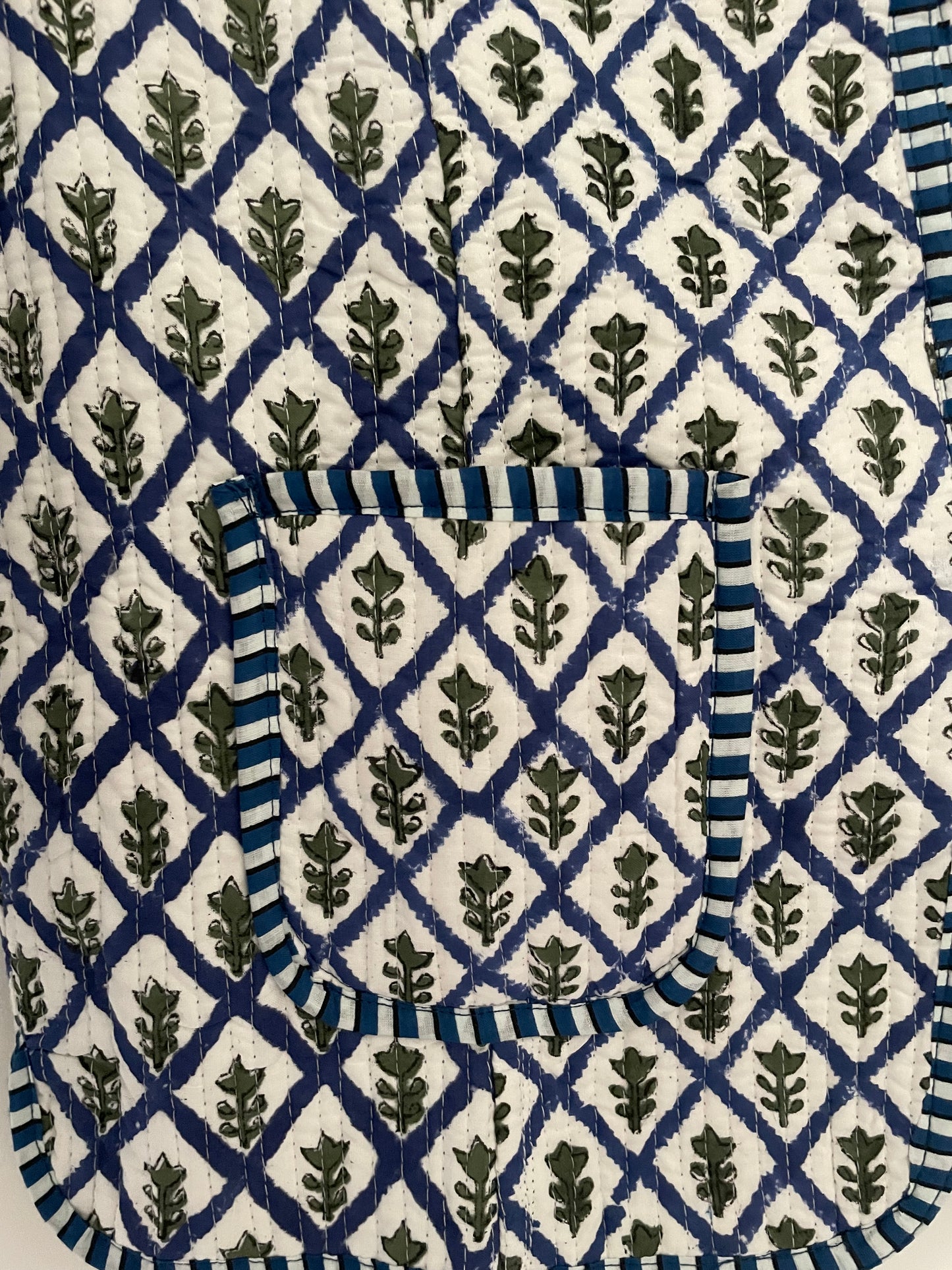 Cotton Quilted Jacket - Blue Chaukdi