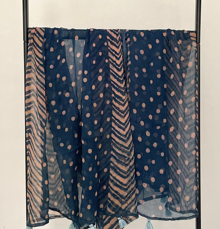 Indigo Peach Georgette Scarf