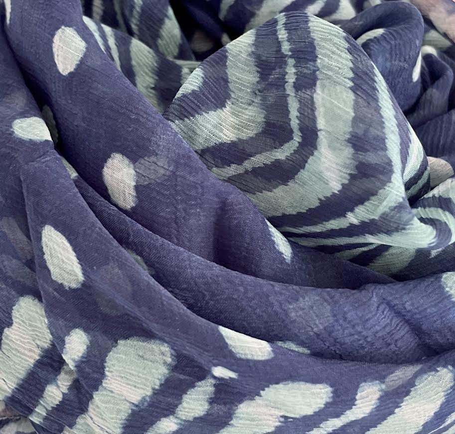 Indigo and Aquamarine Georgette Scarf