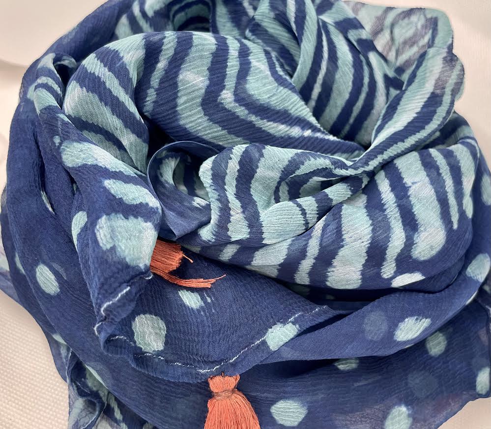 Indigo and Aquamarine Georgette Scarf