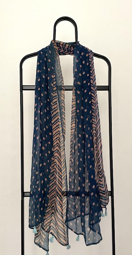 Indigo Peach Georgette Scarf
