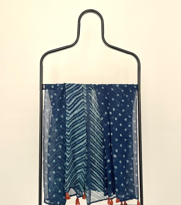 Indigo and Aquamarine Georgette Scarf