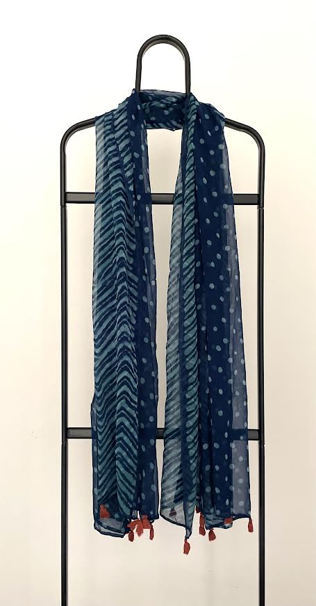 Indigo and Aquamarine Georgette Scarf