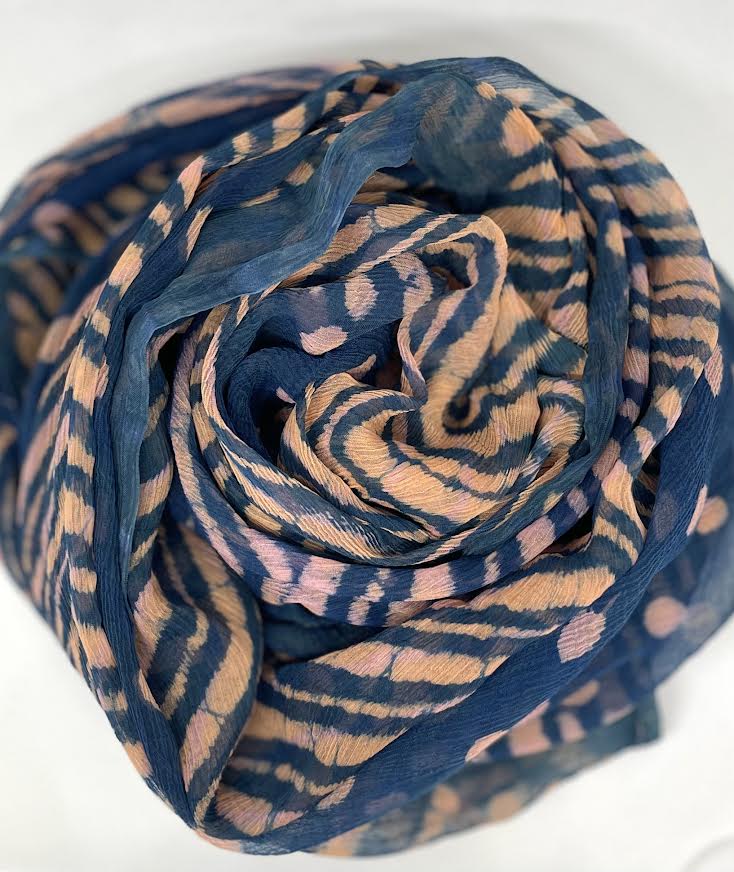 Indigo Peach Georgette Scarf