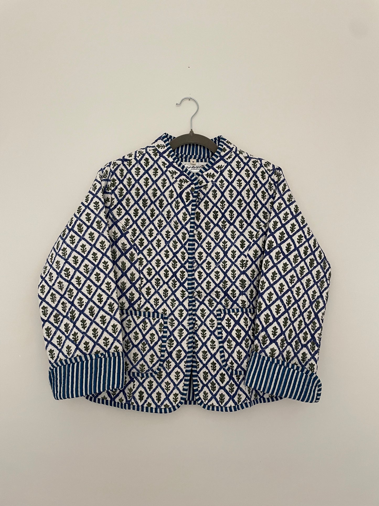 Cotton Quilted Jacket - Blue Chaukdi