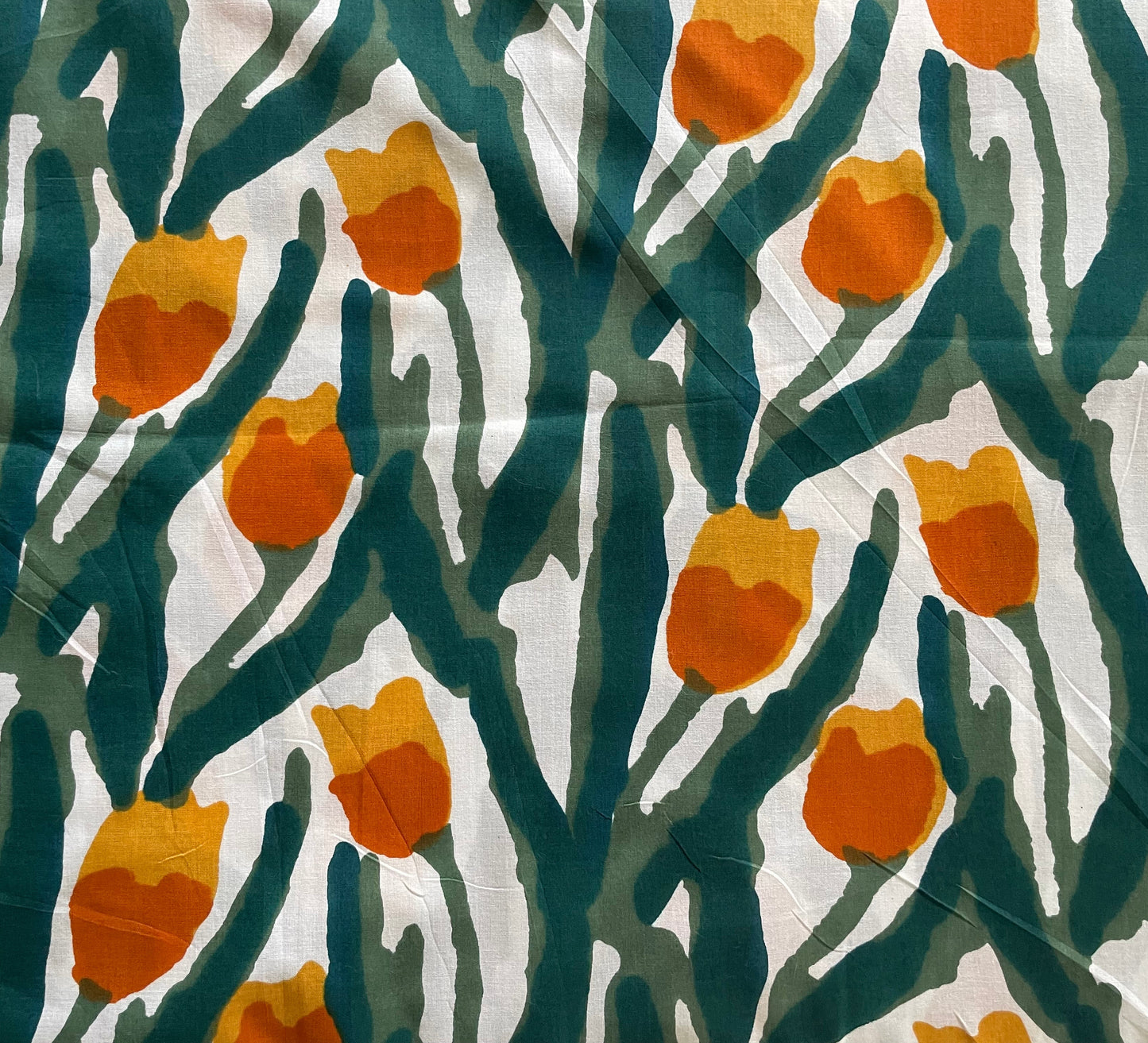 Tulips in Sunshine colours on Cotton