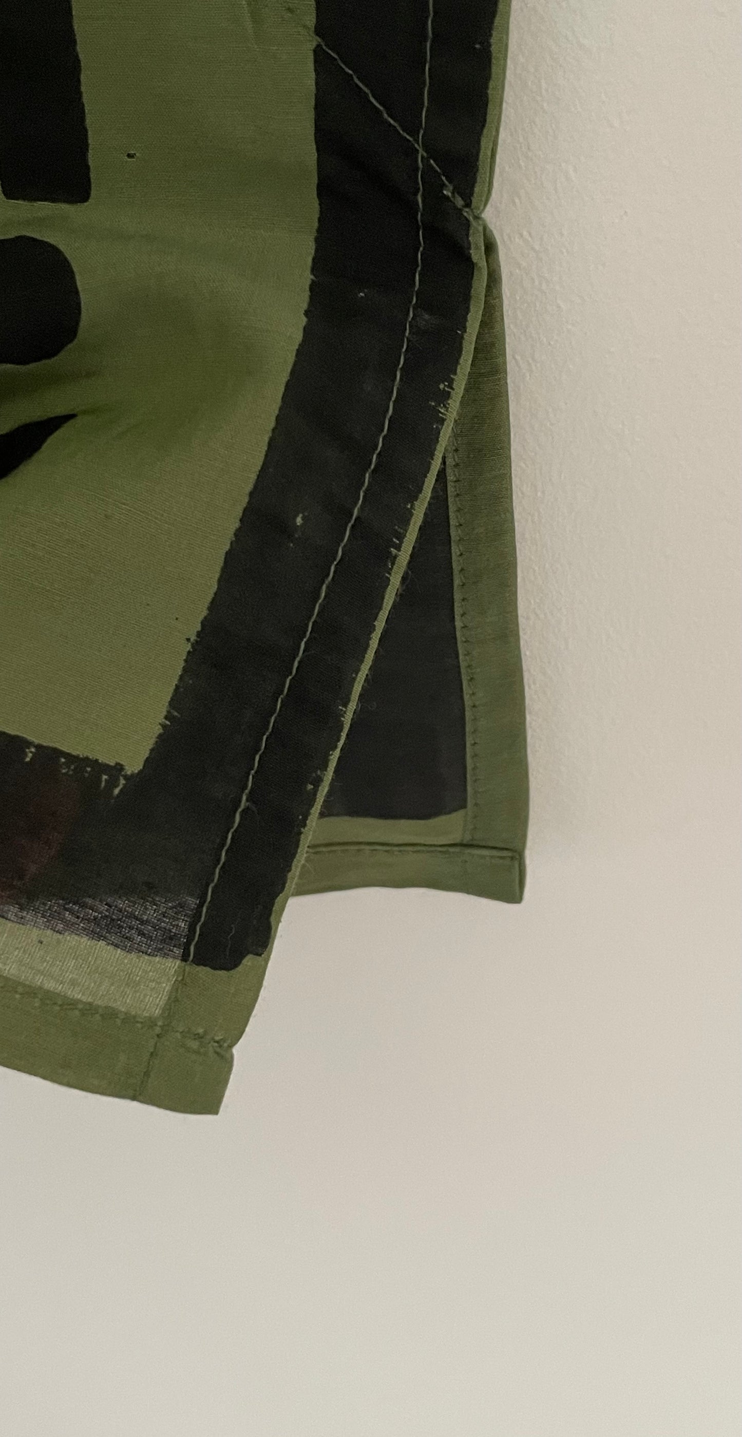 Olive Green Short Kaftan in Silk Cotton