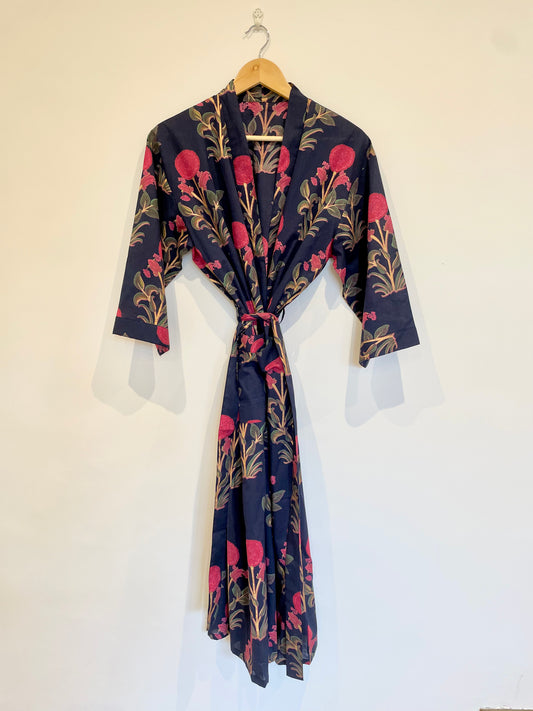 Midnight Blue Brigette Dressing gown/ Robe