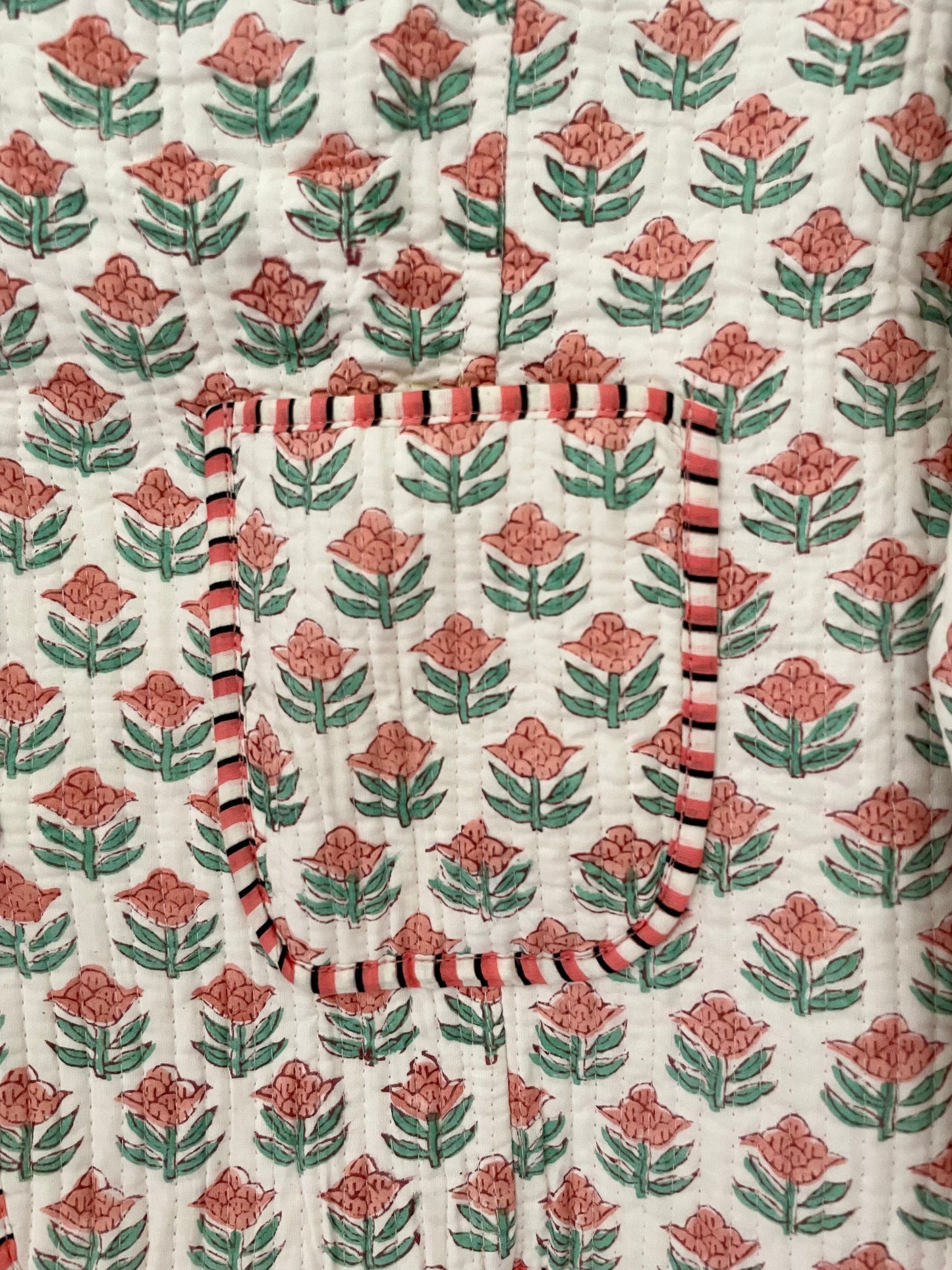 White Cotton Quilted Jacket - Coral Buti