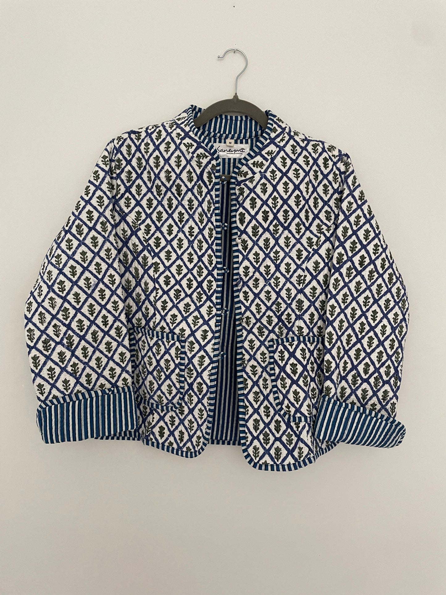 Cotton Quilted Jacket - Blue Chaukdi