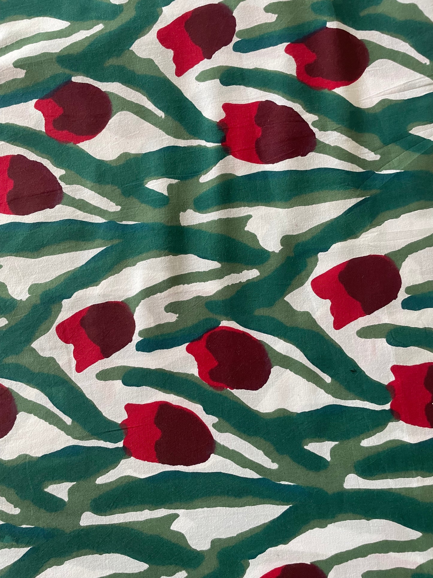 Tulips in Red on Cotton