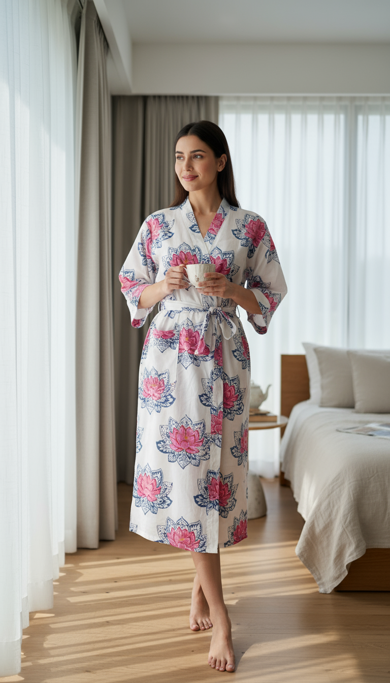 The Jaipur Lotus Dressing gown /Robe