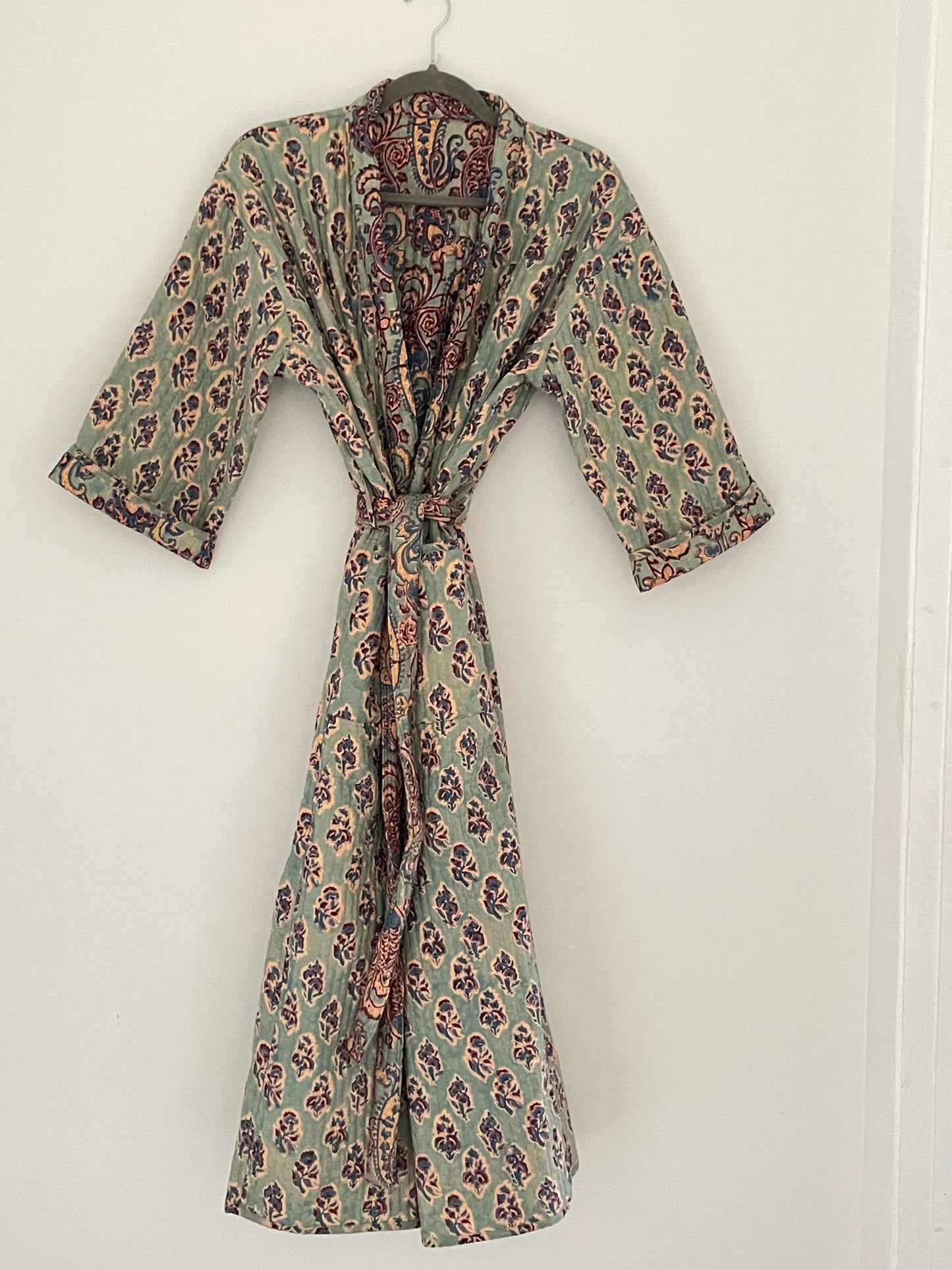 Teal Mughal reversible dressing gown
