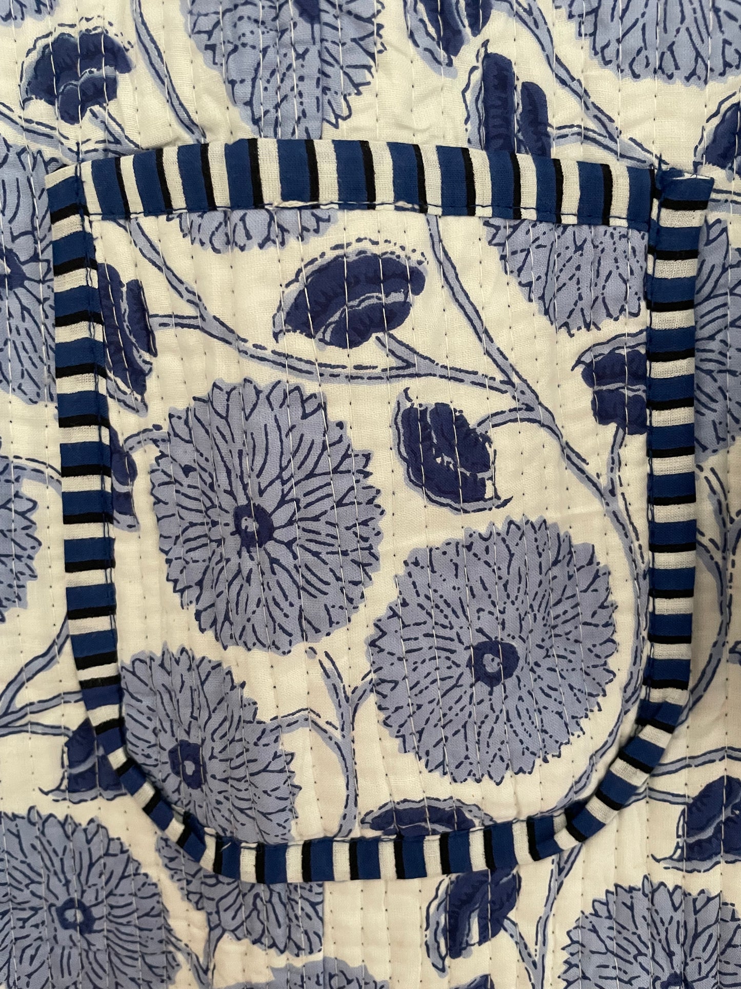 Cotton Quilted Jacket - Blue Floral Jaal
