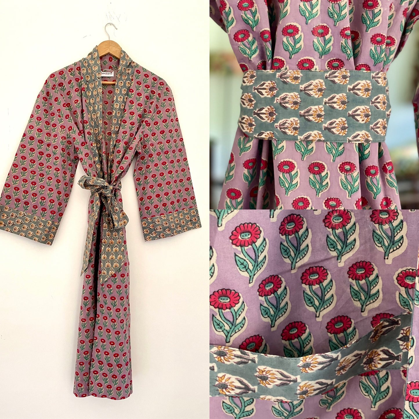 Kimono Style Dressing Gowns - Lavender and Sage