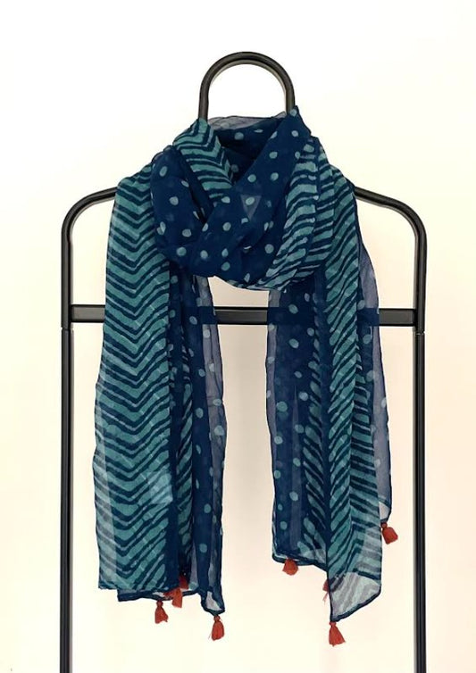 Indigo and Aquamarine Georgette Scarf