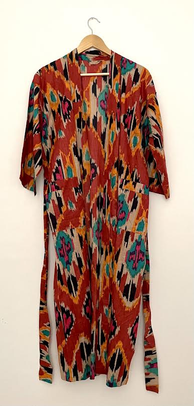 Ikat Print Gulmohar Dressing Gown/ Robe