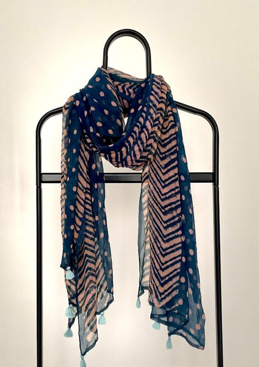 Indigo Peach Georgette Scarf