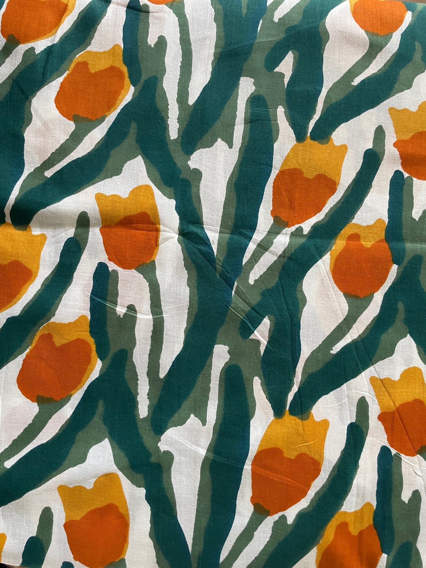 Tulips in Sunshine colours on Cotton