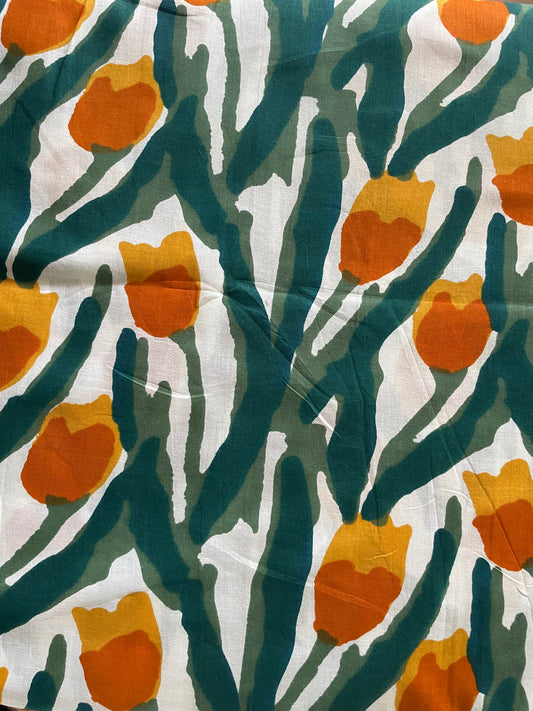 Tulips in Sunshine colours on Cotton