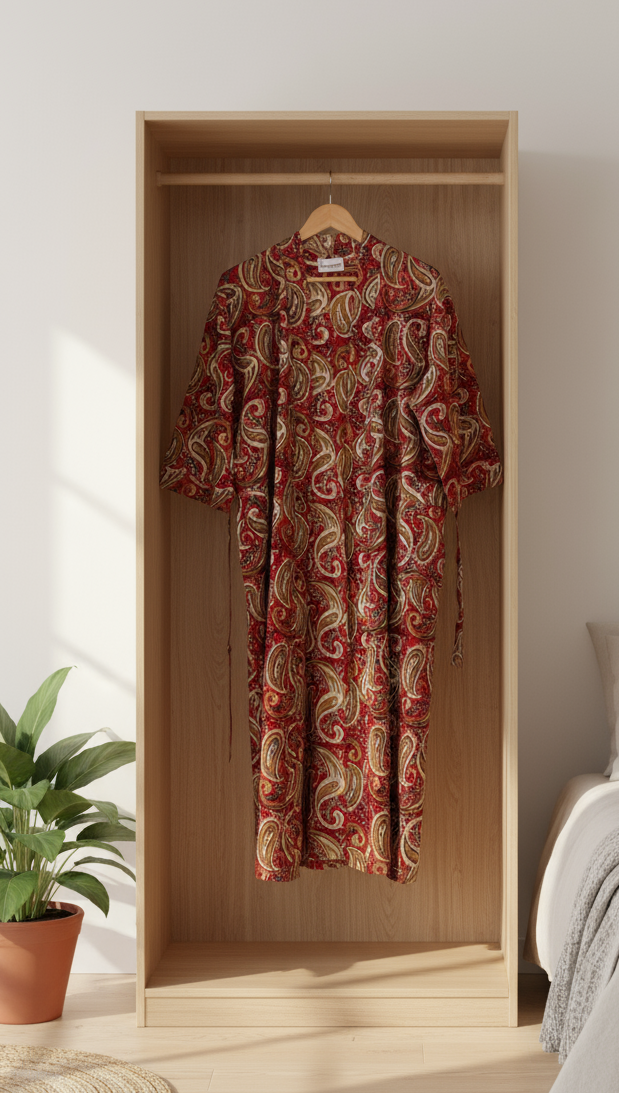 Garnet Mughal Dressing Gown/ Robe