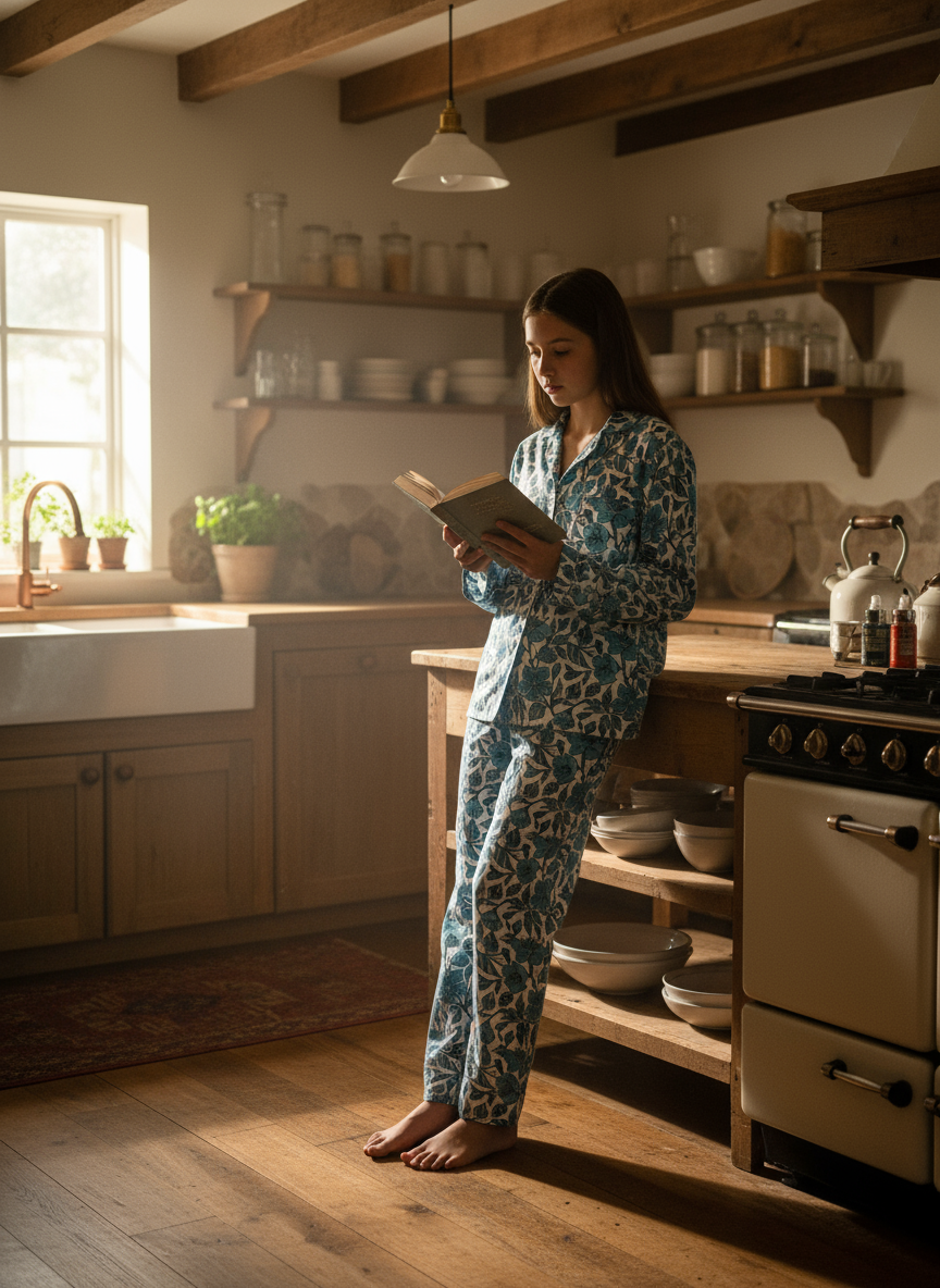 Girls’ Pyjamas - Blue Hibiscus