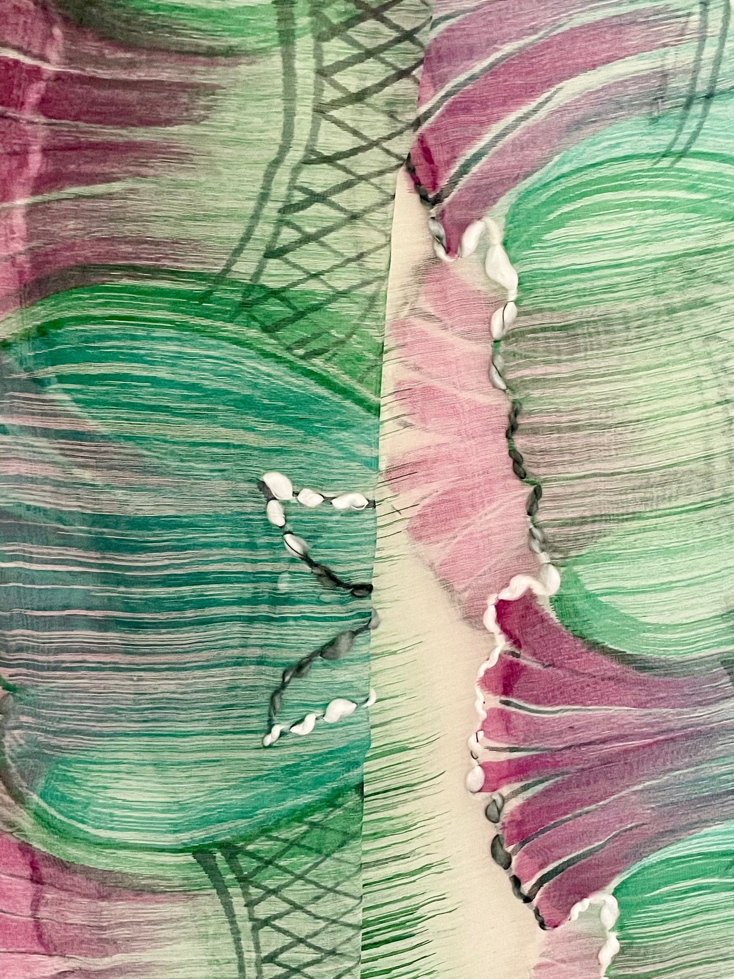 Aquamarine and Pink Scarf - Silk with Superfine wool blend