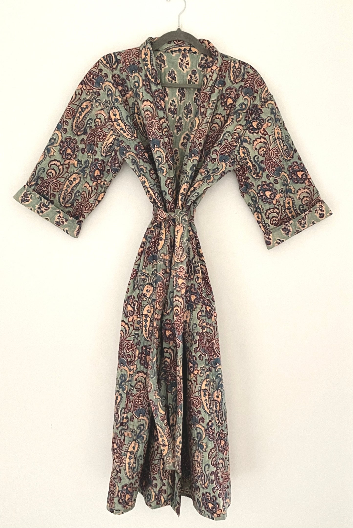 Teal Mughal reversible dressing gown