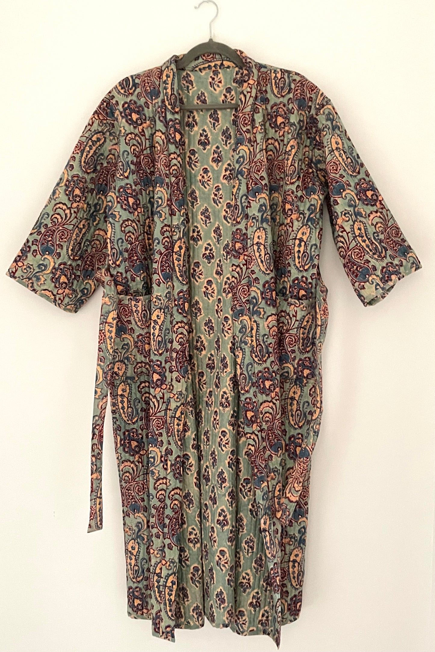 Teal Mughal reversible dressing gown