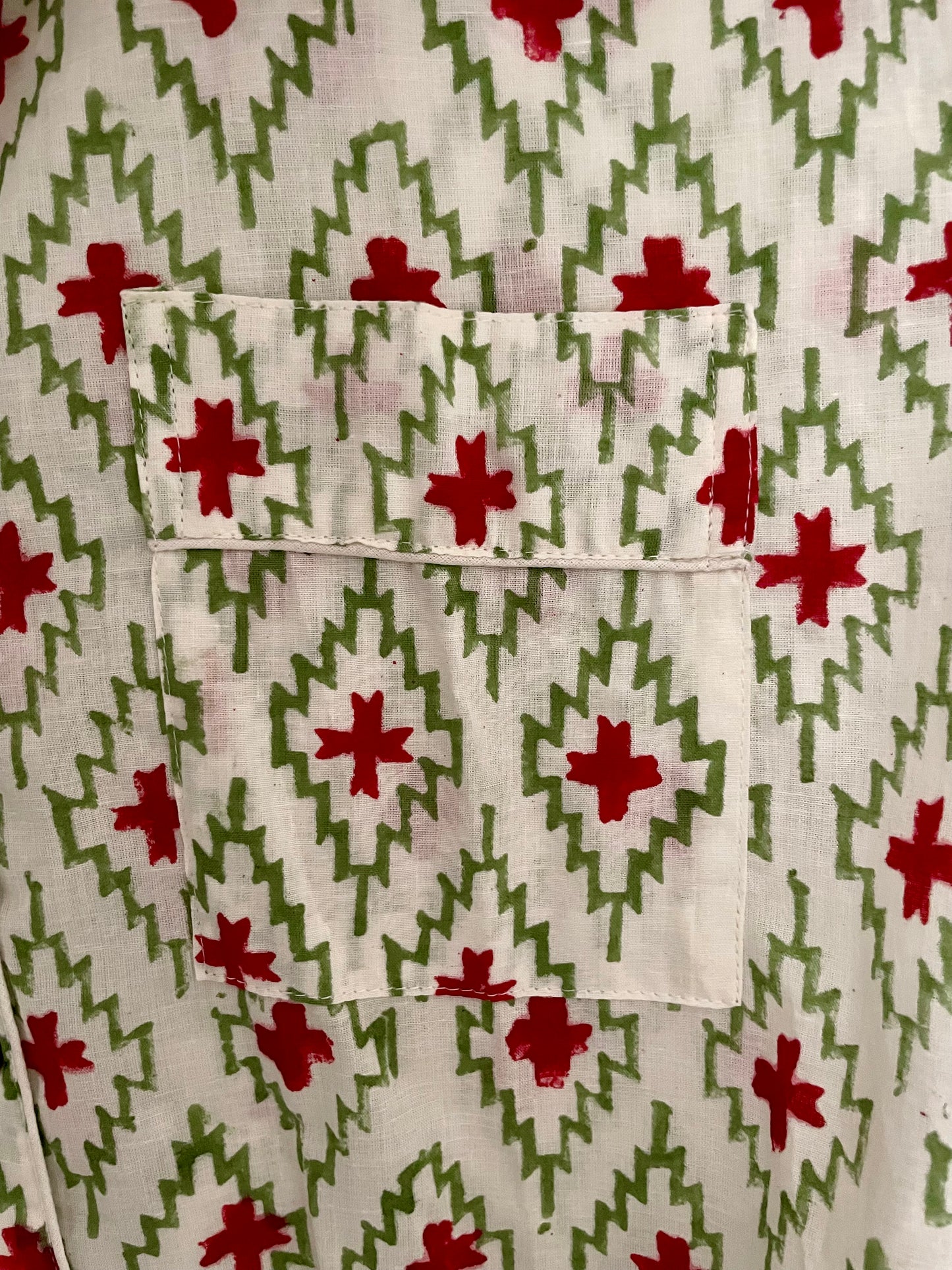 Ikat Green and Red Short PJs