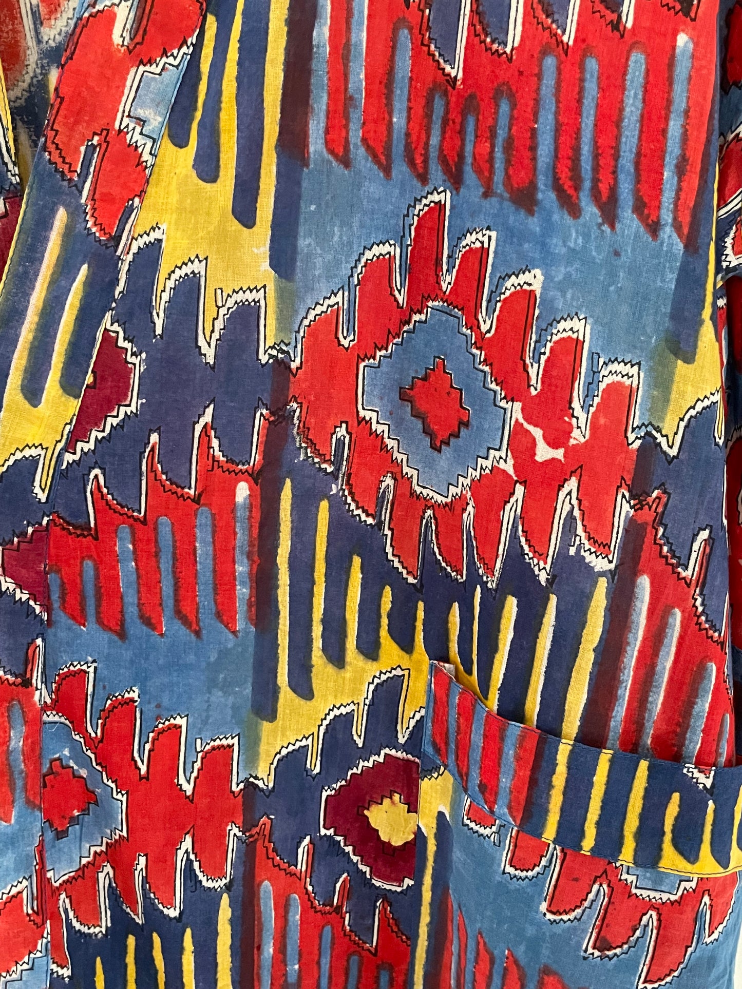 Multicoloured Ikat Weave Printed Robe