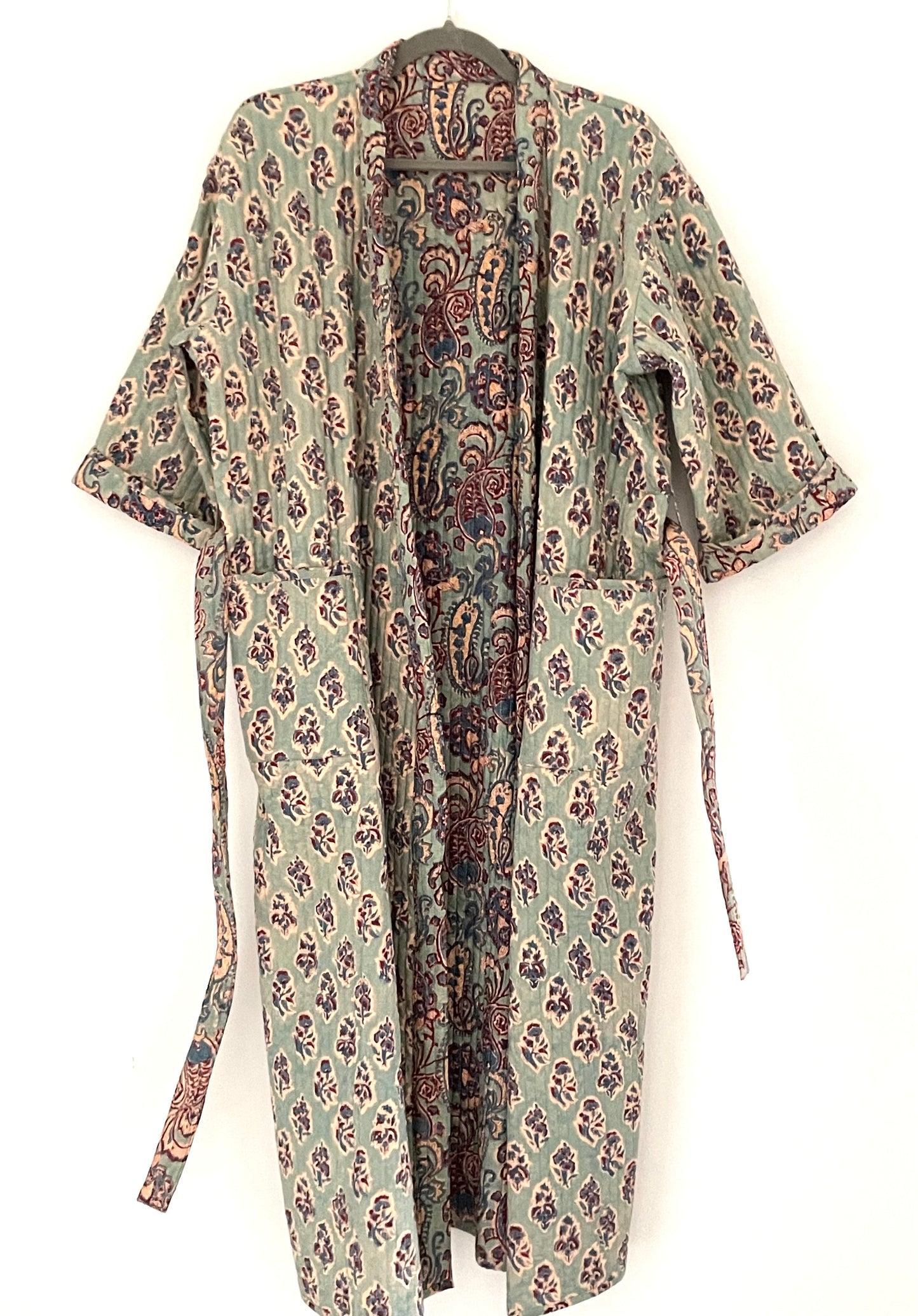 Teal Mughal reversible dressing gown