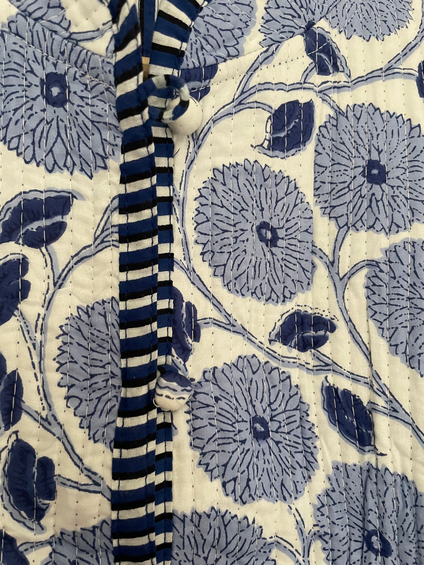 Cotton Quilted Jacket - Blue Floral Jaal