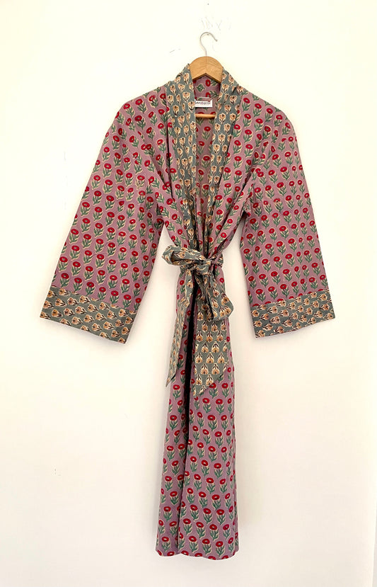 Kimono Style Dressing Gowns - Lavender and Sage