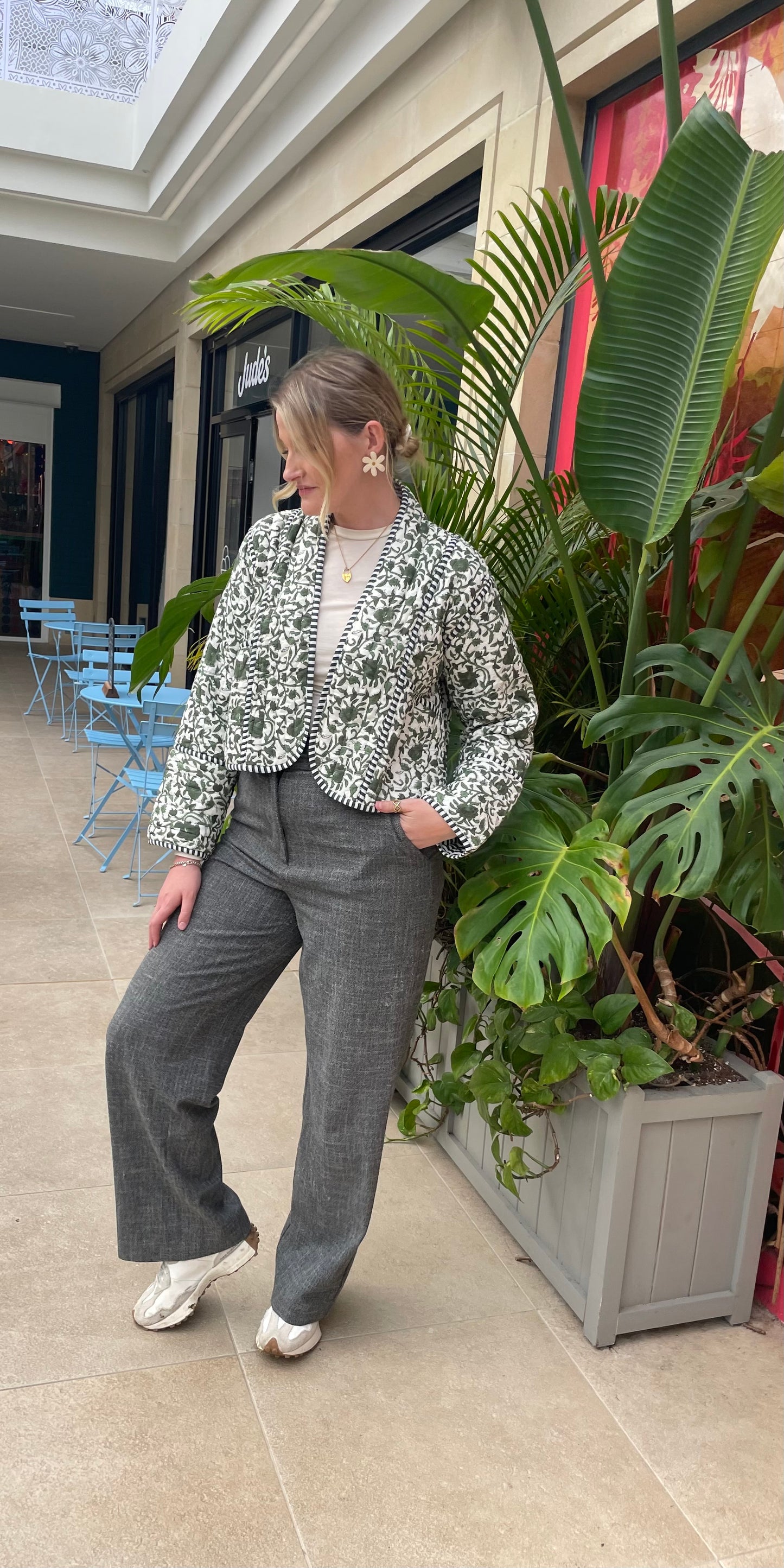 Quilted cotton Short Jacket - Green